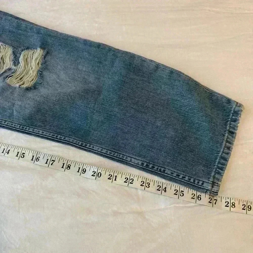 River Island women’s high rise mom jeans 10R distressed NWT pants slouchy ripped - Picture 9 of 11